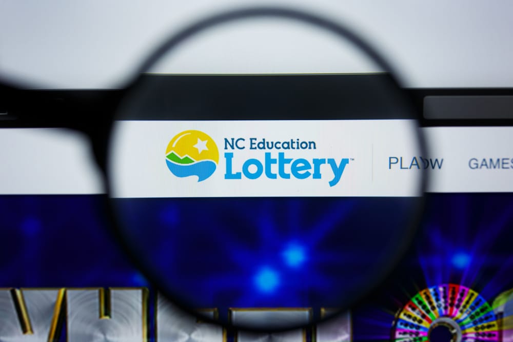 NC EDUCATION LOTTERY logo visible on display screen.
