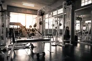 Sports equipment in the gym.