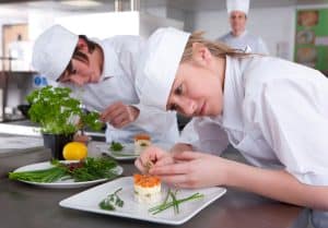 Culinary students at MIT dining hall