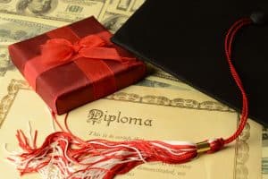 A red gift for the successful student during graduation time.