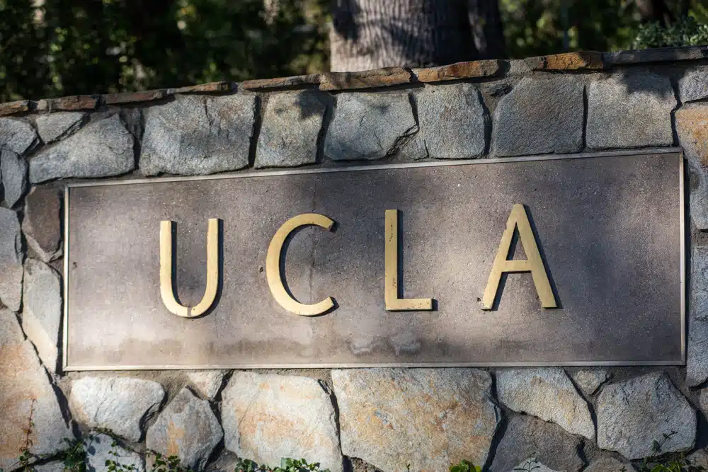 UCLA sign at the University of California, Los Angeles