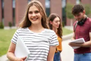 View of students walking in the campus.