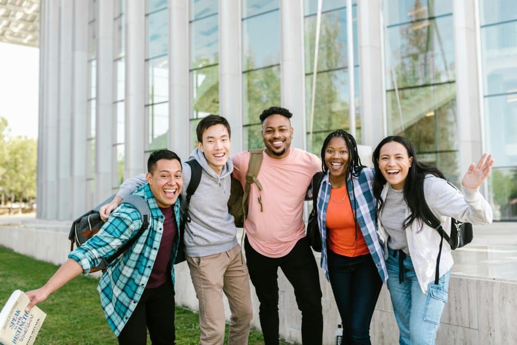 group going to the best classes in ucla smiling