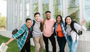 group going to the best classes in ucla smiling