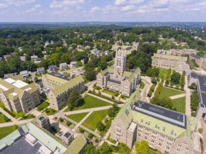 Boston College Gasson Hall aerial view
