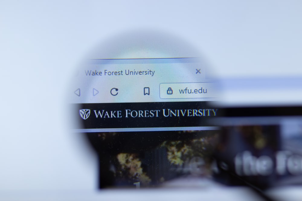 Wake Forest University website page in browser