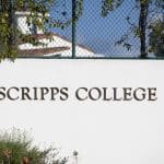 The sign welcoming visitors to Scripps College, part of the Claremont Colleges consortium, representing the selectivity and competitiveness reflected in Claremont Colleges acceptance rates.