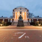 Front view of University of Virginia as students await when do UVA decisions come out