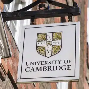A University of Cambridge sign in central Cambridge