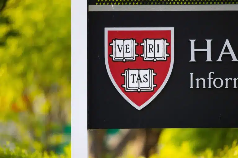 Harvard logo on a signboard