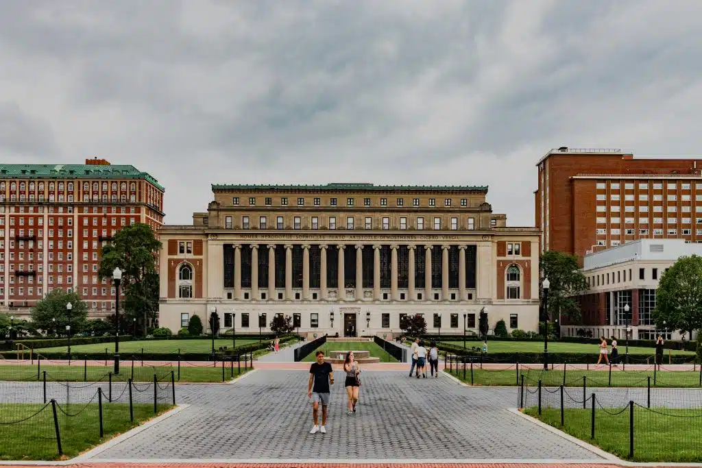 Columbia University campus in New York City, showing where Columbia University is located with Low Memorial Library and central quad