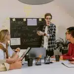 group of students preparing for the National Economics Challenge