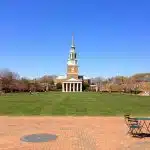 Students walking across the main quad at Wake Forest University, showing where Wake Forest is located in Winston-Salem, North Carolina.