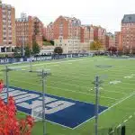 View of Georgetown University’s athletic fields and campus buildings in Washington, D.C., showing where Georgetown University is located in the historic Georgetown neighborhood.
