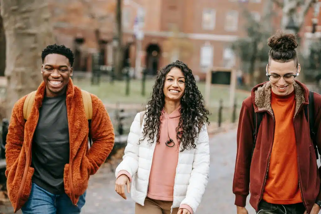 Students going to class with the easiest college classes