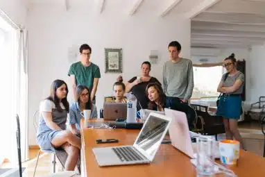 students discussing how to start a passion project