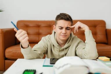 closeup shot of boy thinking