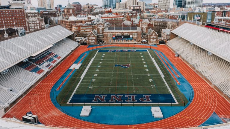 Franklin Field at UPenn, a historic stadium located on campus near academic buildings that house the most popular majors at UPenn.