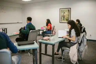 Students in classroom studying Spanish