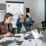 students having a meeting for the conrad challenge