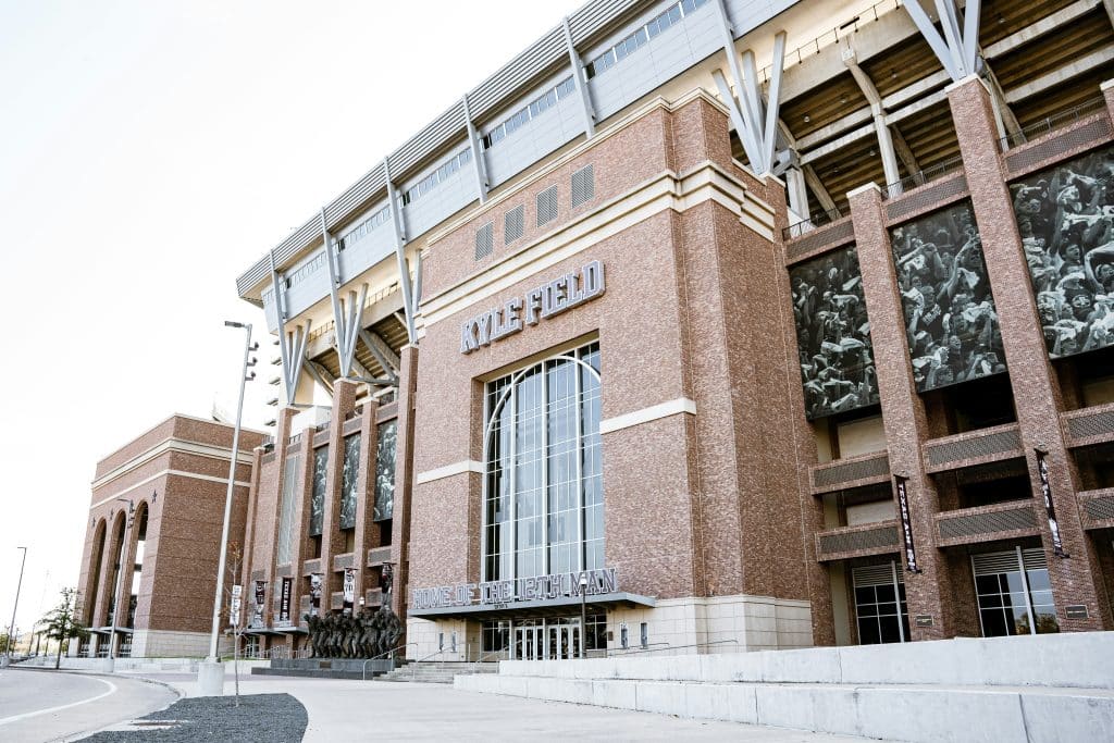Kyle Field at Texas A&M University campus, often featured in discussions about the Texas A&M acceptance rate and student life